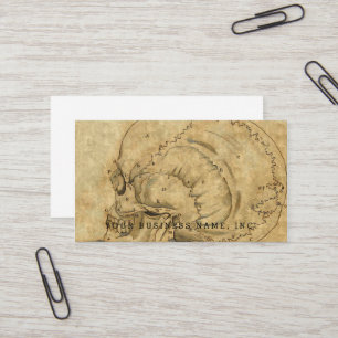 Vintage Skull Profile Engraving Lettered Business Card