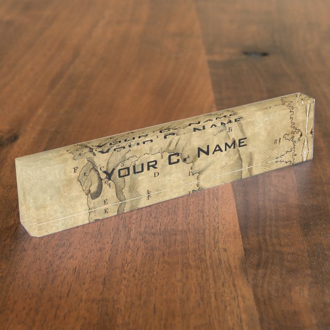 Vintage Skull Profile Engraving Lettered Nameplate (Side)