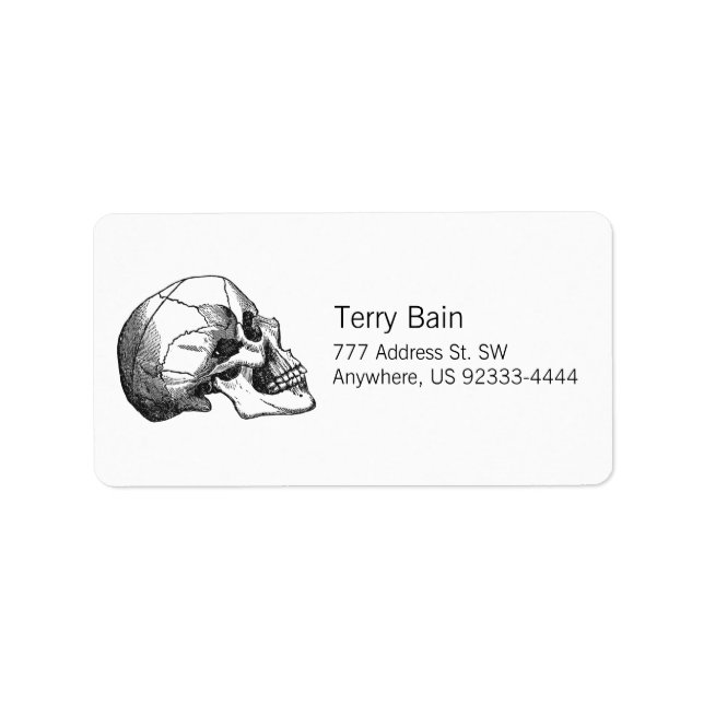 Vintage Skull Profile Illustration Label (Front)