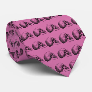 Vintage Skull Profile Illustration Tie