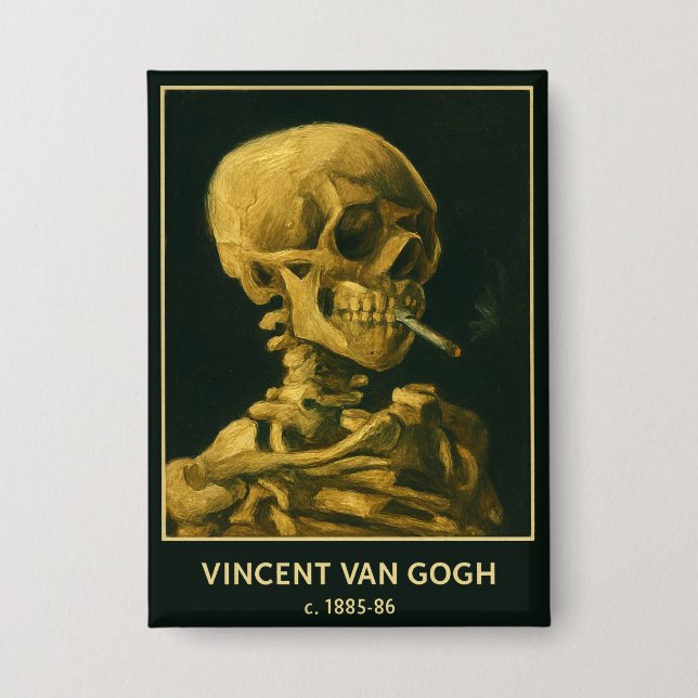 Vintage Skull Smoking – Unique Van Gogh Inspired  (Front)