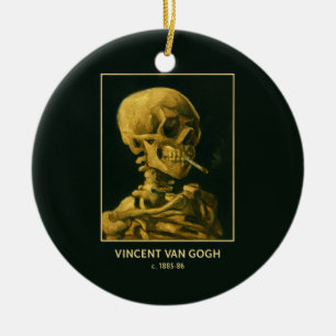 Vintage Skull Smoking – Unique Van Gogh Inspired  Ceramic Ornament