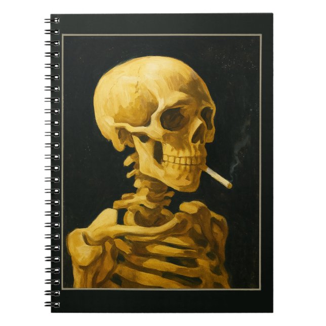Vintage Skull Smoking – Unique Van Gogh Inspired  Notebook (Front)