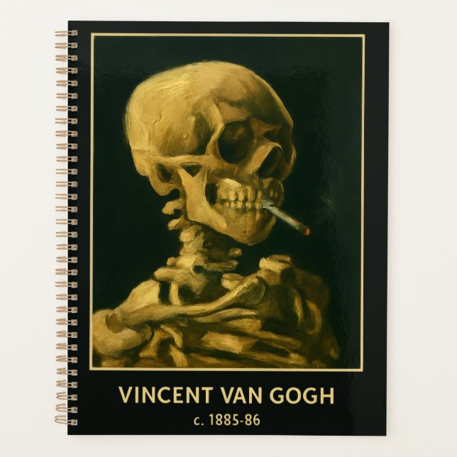 Vintage Skull Smoking – Unique Van Gogh Inspired  Planner (Front)