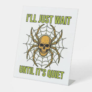 Vintage Skull Spider Funny Halloween T-Shirt Desig Pedestal Sign