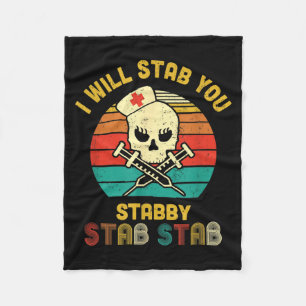 Vintage Skull Stab Stabby Funny Nurse Halloween Fleece Blanket
