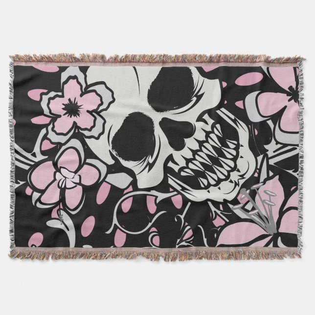 Vintage Skull Throw Blanket (Front)