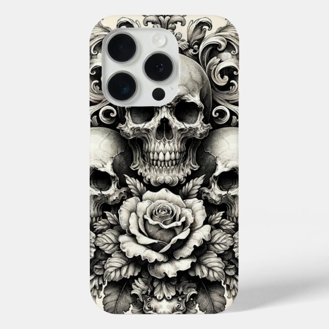 Vintage Skulls and Roses Case-Mate iPhone Case (Back)