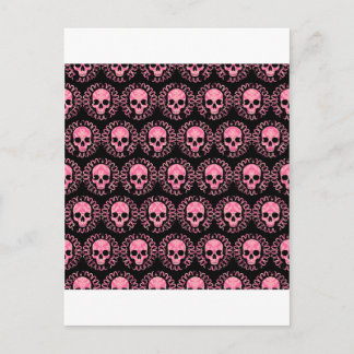 Vintage Skulls Pink and Black Postcard