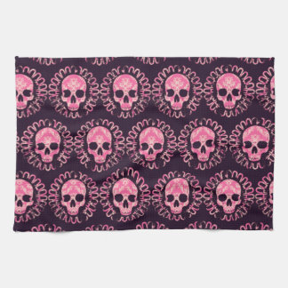 Vintage Skulls Pink and Purple Kitchen Towel