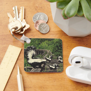 Vintage Skunks, Wild Animals and Forest Creatures Keychain
