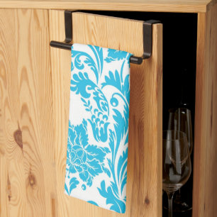 Vintage Sky Blue Damask Kitchen Towel