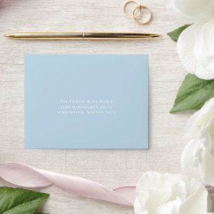 Vintage Sky Blue Floral Wedding RSVP Envelope