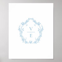 Vintage Sky Blue Monogram Wedding Crest