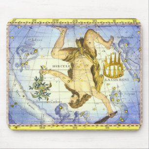 Vintage Sky Map Constellation of Hercules Mouse Pad