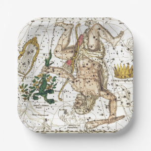 Vintage Sky Map Constellation of Hercules  Paper Plate