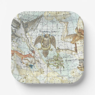 Vintage Sky Map Constellation of Hercules  Paper Plate