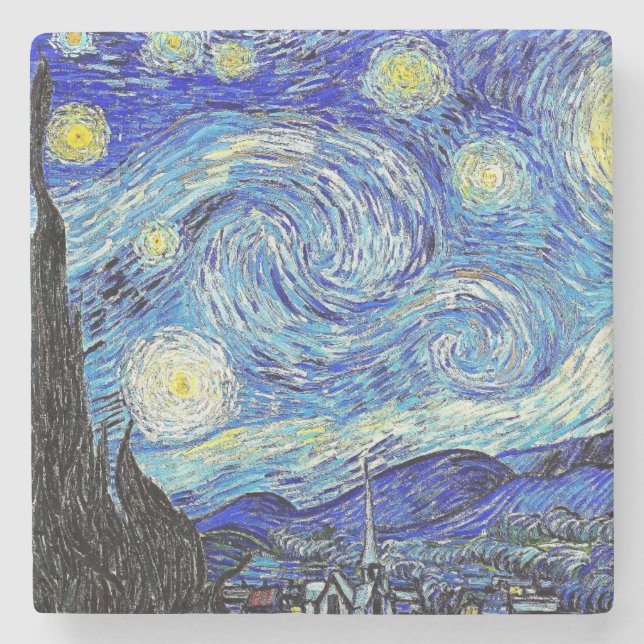 Vintage Sky Night Starry Night Stone Coaster (Front)