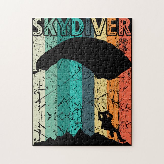 Vintage Skydiving Gift Retro Parachuting Skydiver Jigsaw Puzzle (Vertical)