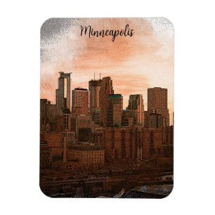 Vintage Skyline Minneapolis Minnesota Magnet