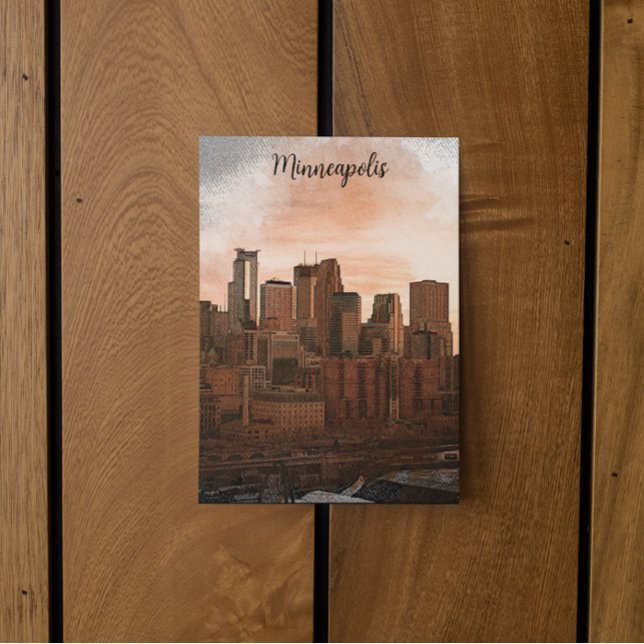 Vintage Skyline Minneapolis Minnesota  Postcard (minneapolis minnsota skyline vintage postcard)