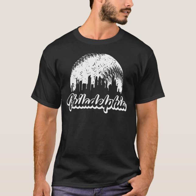 Vintage Skyline Retro Philadelphia Philly Baseball T-Shirt (Front)