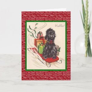 Vintage Sled & Dog Holiday Card
