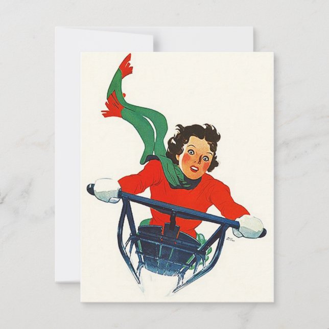 Vintage Sledding Snow Sled Winter Party Invitation (Front)