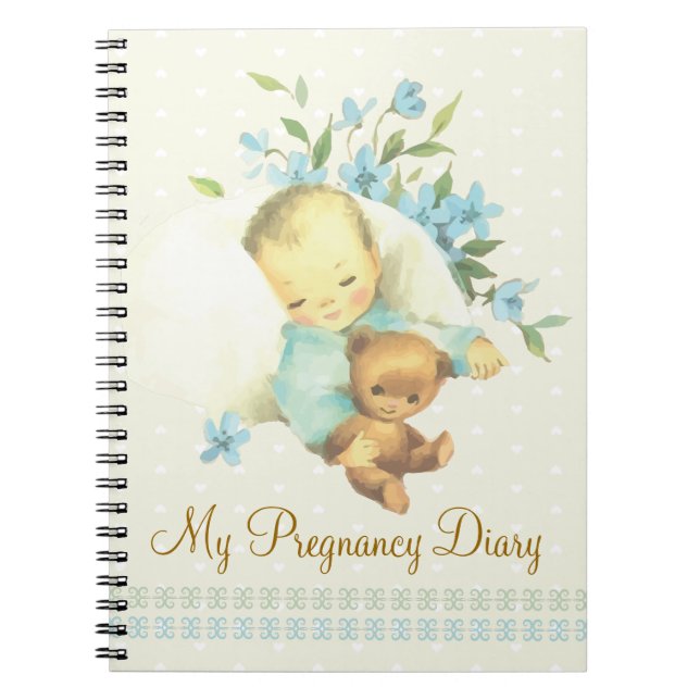 Vintage Sleeping Baby Personalized Notebook (Front)