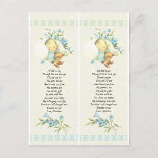 Vintage Sleeping Baby Shower Custom Favour Tag Postcard
