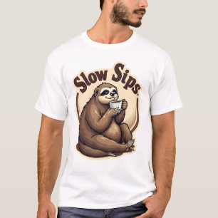 Vintage Sleepy Sloth Coffee Lover Cute Retro Shirt