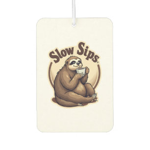Vintage Sleepy Sloth Coffee Lover Cute Retro Shirt Air Freshener