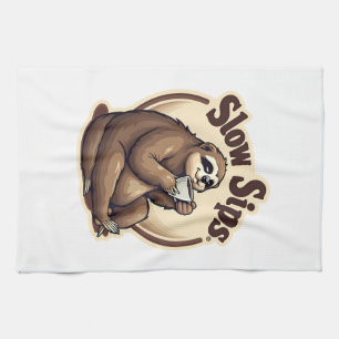 Vintage Sleepy Sloth Coffee Lover Cute Retro Shirt Kitchen Towel