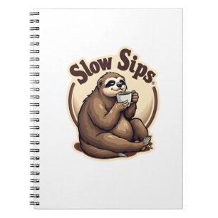 Vintage Sleepy Sloth Coffee Lover Cute Retro Shirt Notebook
