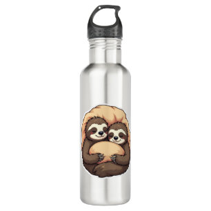 Vintage Sleepy Sloth Couple Cozy Bed Graphic 2 710 Ml Water Bottle