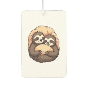 Vintage Sleepy Sloth Couple Cozy Bed Graphic 2 Air Freshener