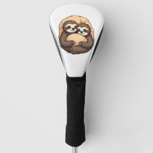 Vintage Sleepy Sloth Couple Cozy Bed Graphic 2 Golf Head Cover