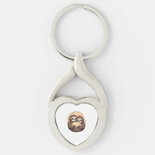 Vintage Sleepy Sloth Couple Cozy Bed Graphic 2 Keychain