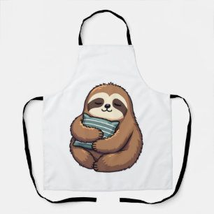 Vintage Sleepy Sloth Cozy Pillow Illustration 2 Apron