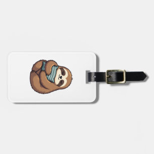 Vintage Sleepy Sloth Cozy Pillow Illustration 2 Luggage Tag