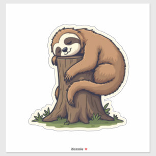 Vintage Sleepy Sloth Forest Log Cute Animal Art 2