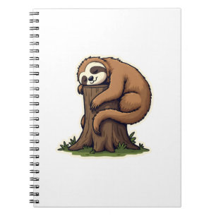 Vintage Sleepy Sloth Forest Log Cute Animal Art 2 Notebook