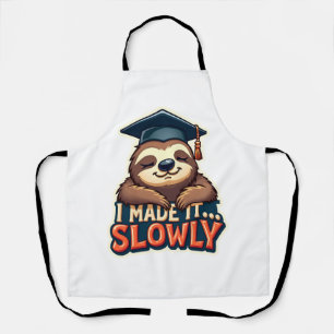 Vintage Sleepy Sloth Graduation Cute Animal Design Apron