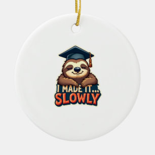 Vintage Sleepy Sloth Graduation Cute Animal Design Ceramic Ornament