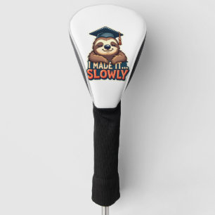 Vintage Sleepy Sloth Graduation Cute Animal Design Golf Head Cover