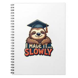 Vintage Sleepy Sloth Graduation Cute Animal Design Notebook