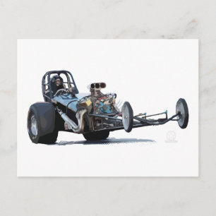 Vintage Slingshot Dragster Wheelie Postcard