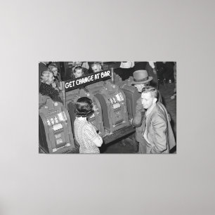 Vintage Slot Machines - Las Vegas 1940 Canvas Print