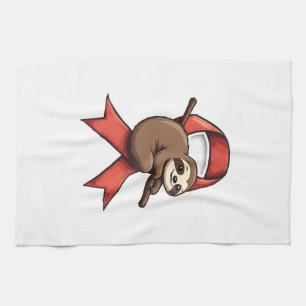 Vintage Sloth Awareness Ribbon Support Vector Art  Kitchen Towel