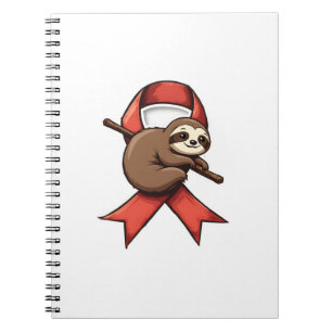 Vintage Sloth Awareness Ribbon Support Vector Art  Notebook